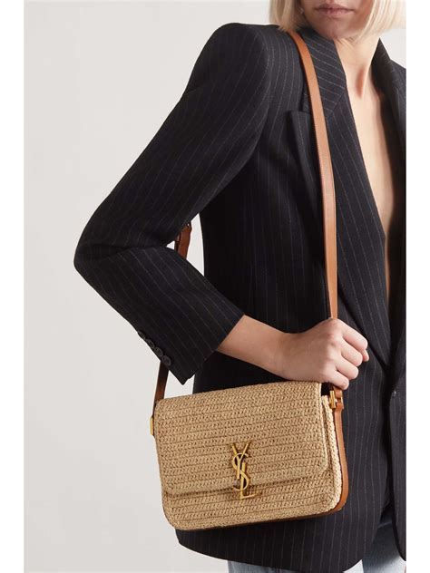 Saint Laurent Solferino Raffia Shoulder Bag .